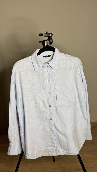 Сорочка Блакитна оверсайз ZARA льняна на літо