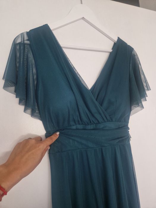 Vestido Midi azul petróleo S novo