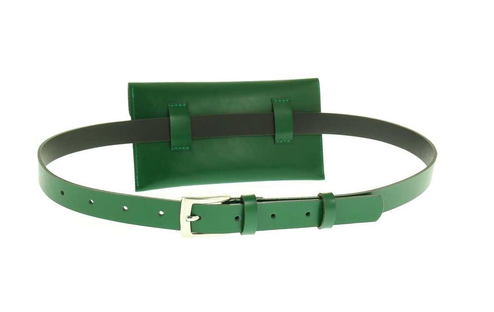 Nerka damska skórzana z paskiem granatowa skóra naturalna PL producent