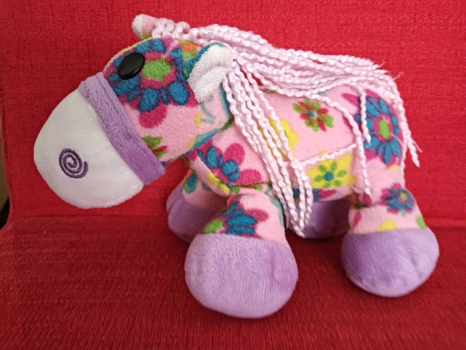 Peluche médio Pónei multicolorido flores 24cm