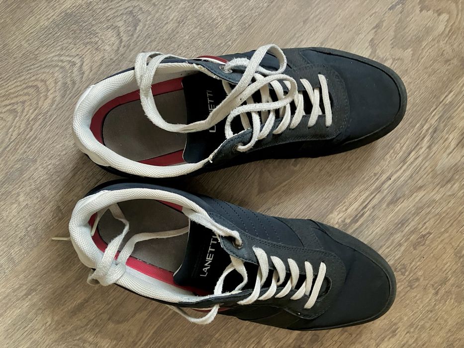 Sneakersy Lanetti 45, niskie, granatowe