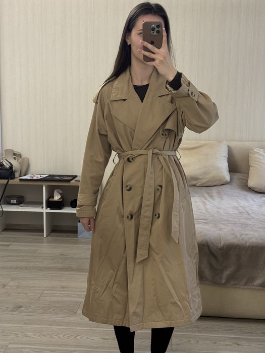 Тренч Reserved бежевий довгий XS-S котон
