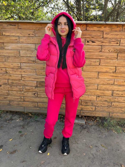 TOP!Жіночий костюм-трійка Raw на флісі з жилеткою Зимова підтримка