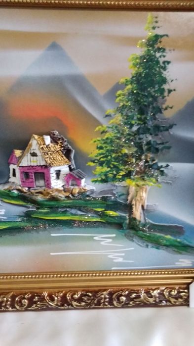 Картина (30х40см.)объемная, аэрография,лепка