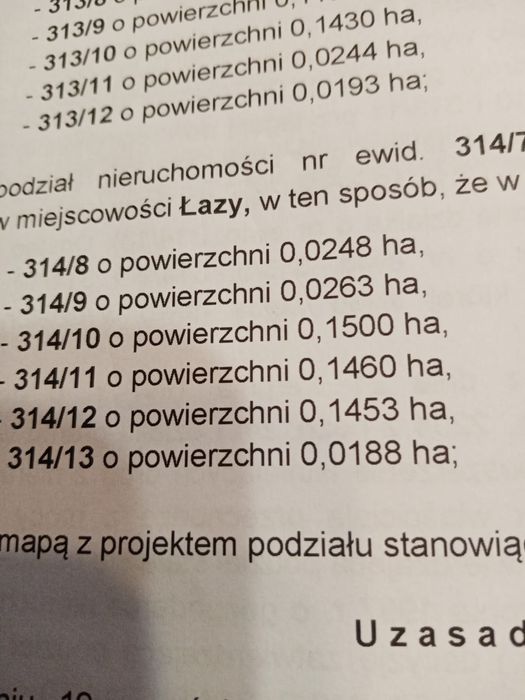 Działki budowlane w Łazach
