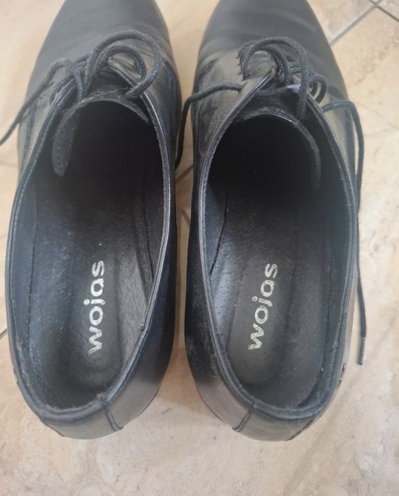 Czarne skórzane półbuty oxfordki Wojas 36