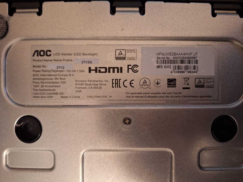 Monitor AOC 27V2Q przekątna 27" PRAWIE NIEUŻYWANY!
