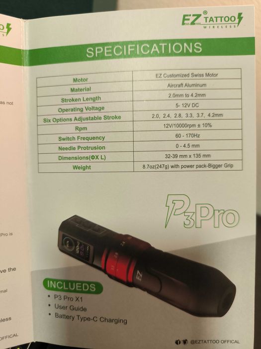 Máquina de Tatuagem EZ P3 Pro – Nova (nunca usada)