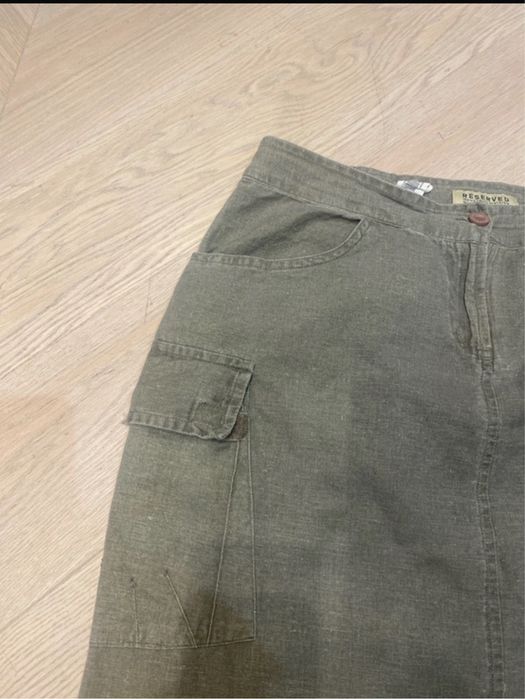 Spódnica len i bawełna khaki L reserved
