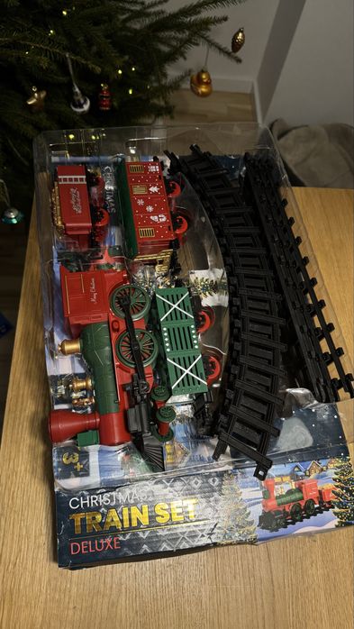 Pociąg świąteczny na baterii z torami zabawka kolejka