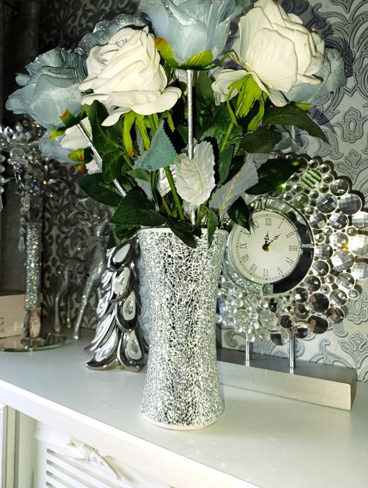 Wazon srebrny Glamour z lustrzanej mozaiki błyszczący nowy