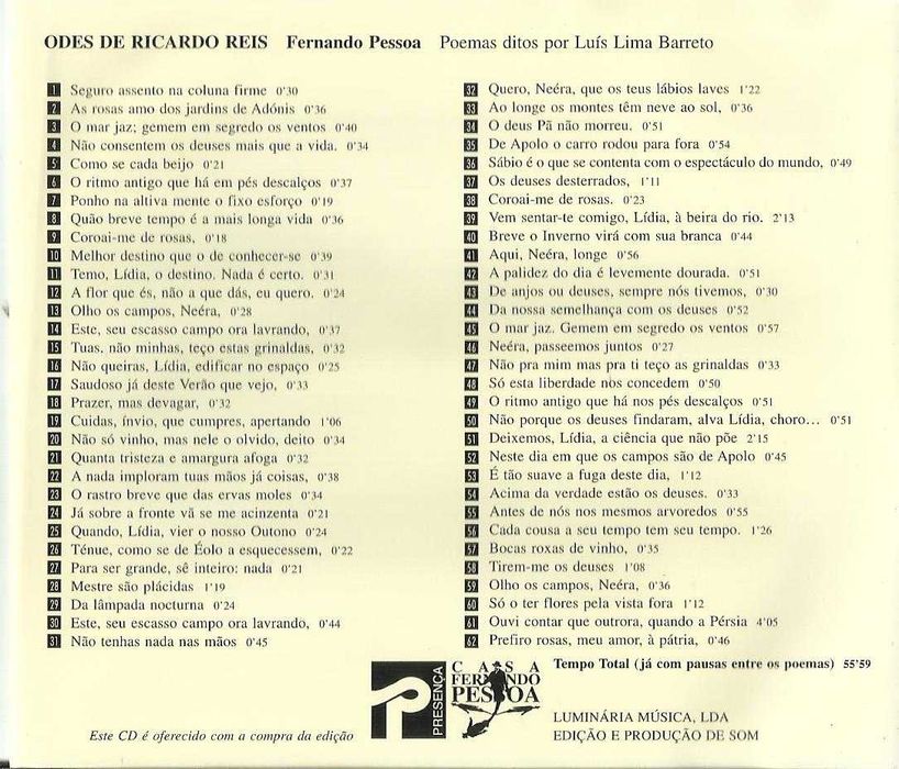 Odes de Ricardo Reis - Fernando Pessoa: Poemas por Luís lima Barreto