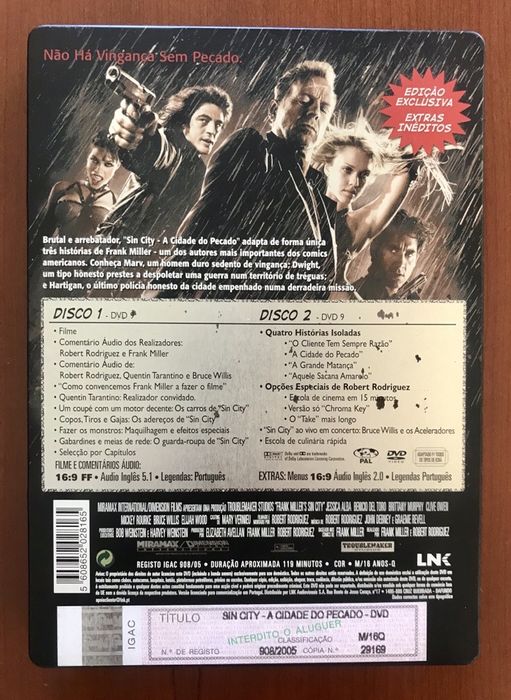 Filme DVD Sin City A Cidade do Pecado Edição Coleccionador Metal