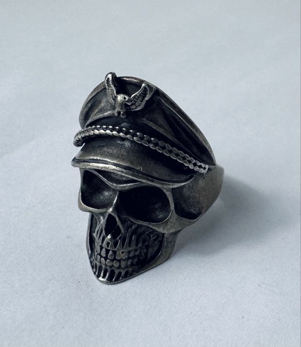 Rzadki Srebrny sygnet czaszka próba 925 rozmiar 21 średnicy US-10