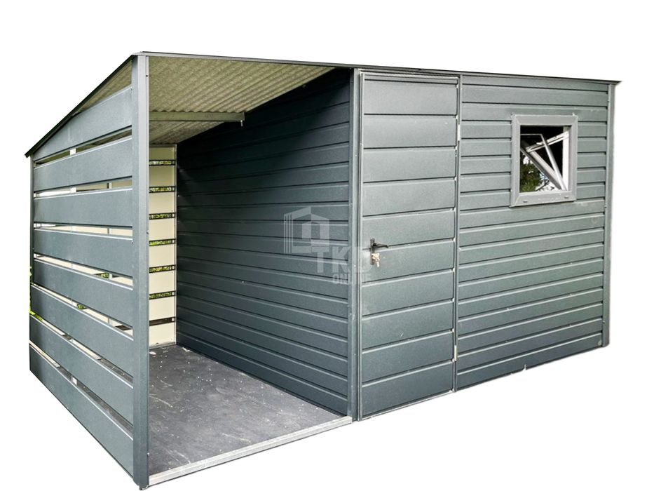 Schowek Domek Ogrodowy 3X2,5M + Wiata 1,5M Okno Drzwi Dach Spad Tkd272