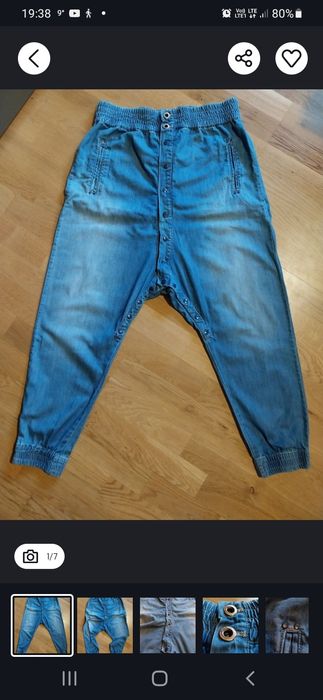Bershka Niebieskie Jeansy szarawary Alladynki buggy Bawełna r.L/40