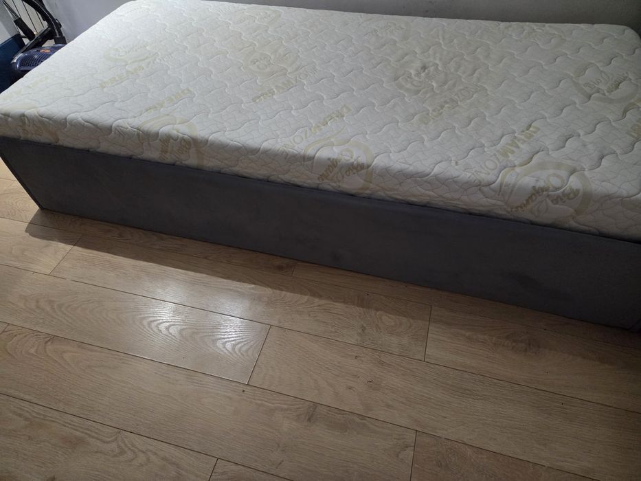 Łóżko 80x200 szare tkanina Welurowa