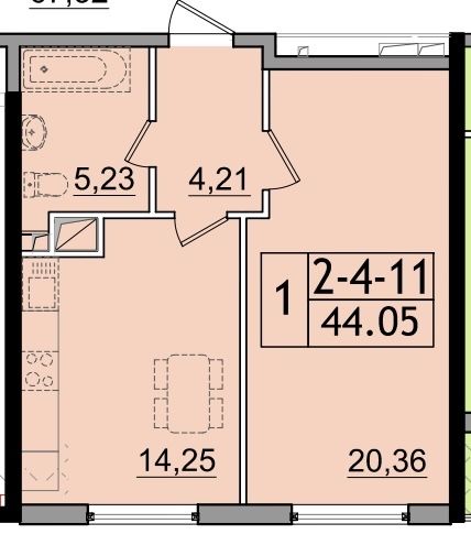 ´1-к.квартира за ціною котловану 875 $ м2. Будинок зданий пос.Котовського