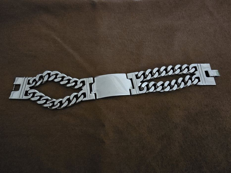 Pulseira Masculina Aço Inoxidável | Estilo Cubano Duplo | Como Nova