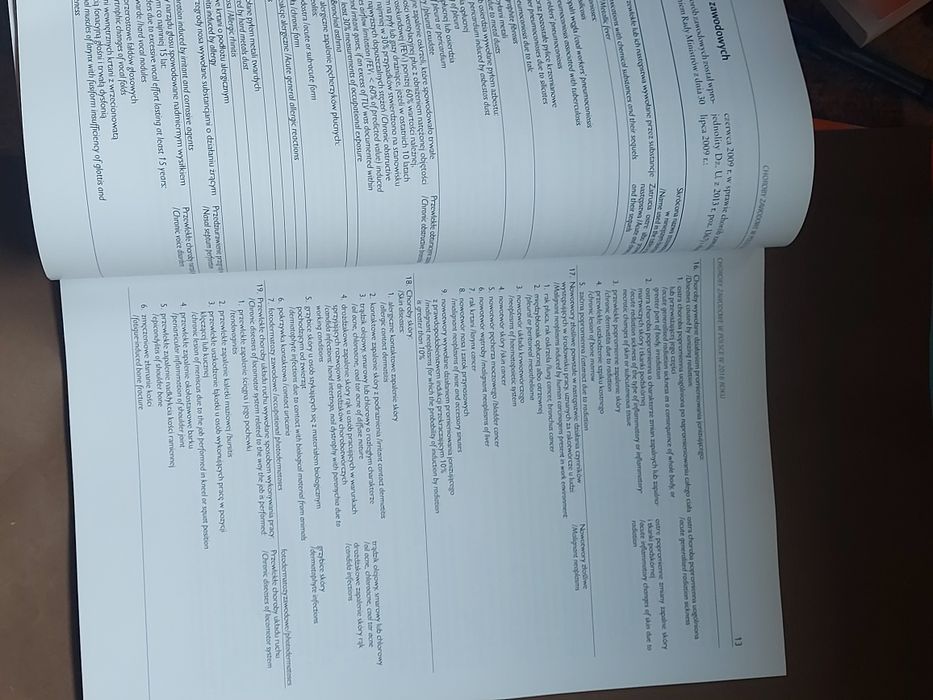 Książka CHoroby Zawodowe w Polsce 2016/17rok