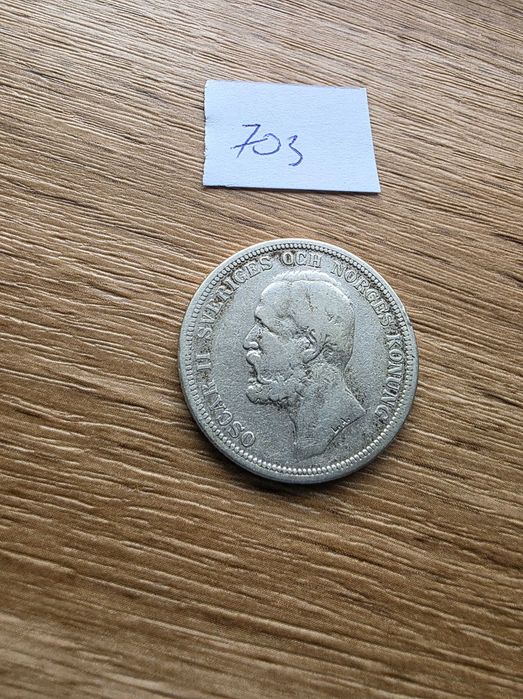 2 Korony 1897 Srebro Ag 800 Szwecja Oskar II