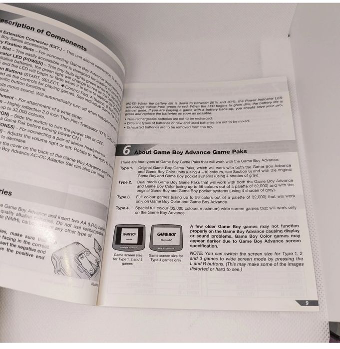 Manual da Consola Nintendo Game Boy Advance (GBA)