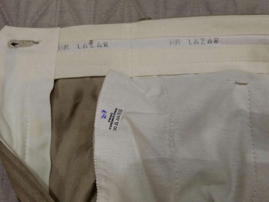 Garnitur weselny z kamizelka marynarka spodnie Lazar ecru 176/48