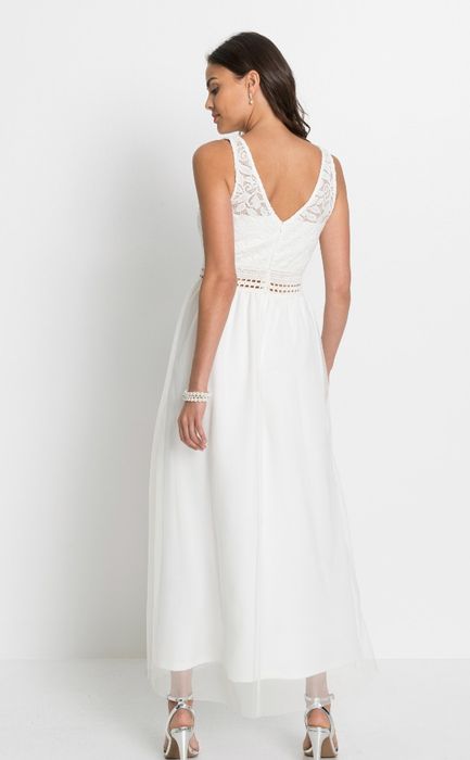 Nowa suknia ślubna śmietankowa 36 38 tiul koronka cywilny poprawiny