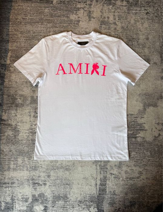 AMIRI x Playboy T-shirt z różowym logo – rozmiar L