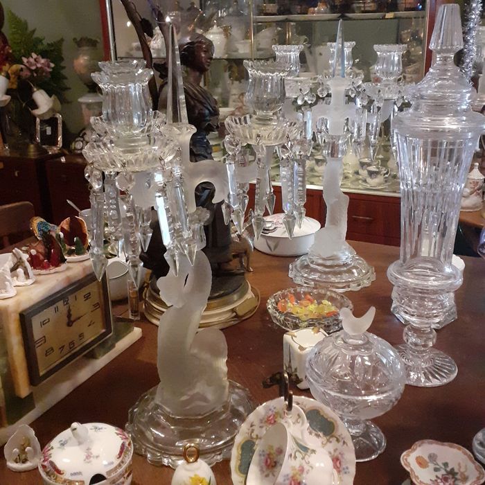 Par de Candelabros Cristal Sereia