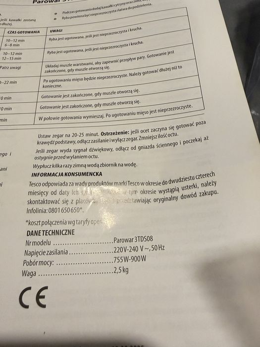 Parowar elektryczny Tesco 3TDS08