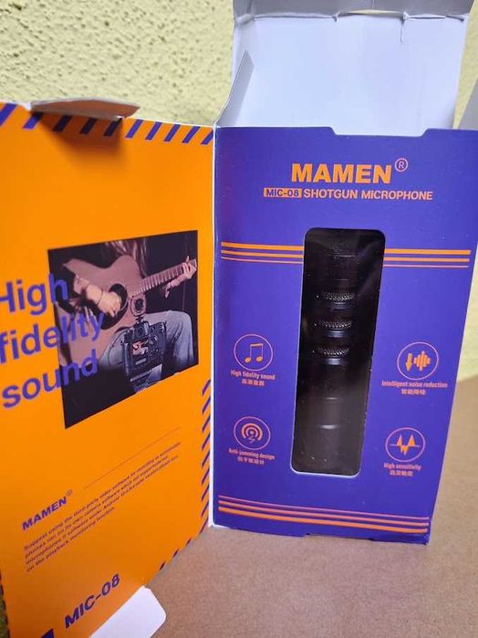Microfone Shotgun Mamen MIC-08 Supercardióide p/ Câmaras e Telemóvel (Novo)