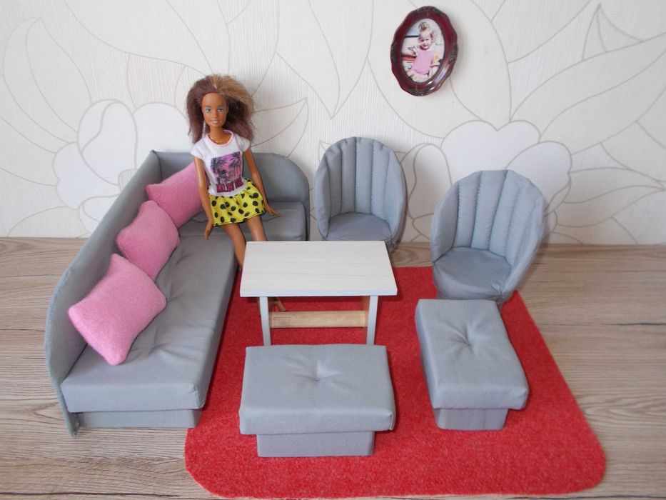 mebelki dla lalek typu barbie kanapa z funkcją spania fotele ława