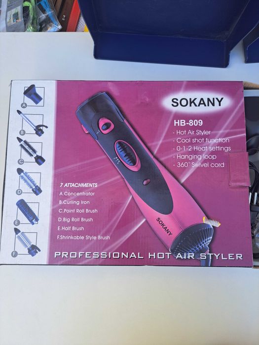 Escova Modeladora de Ar Quente SOKANY HB-809 – 7 Acessórios