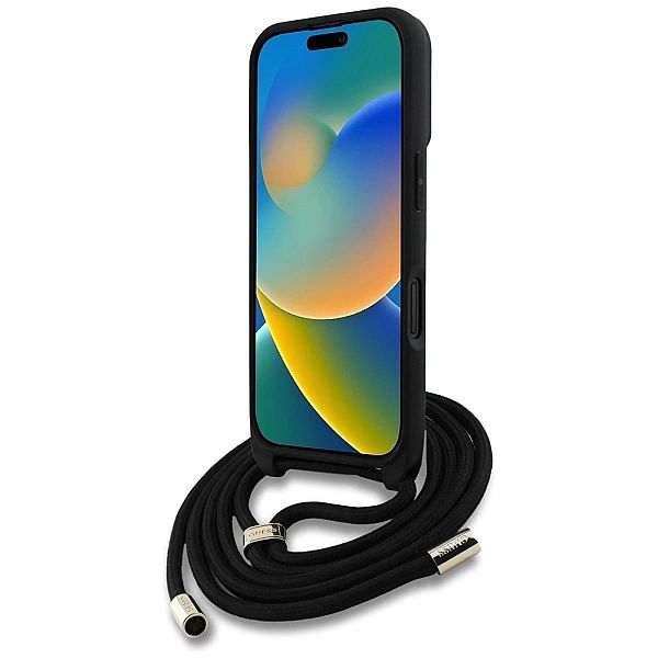 Etui Guess 4G Big Logo Cord Stap Crossbody do iPhone 16 Plus czarny