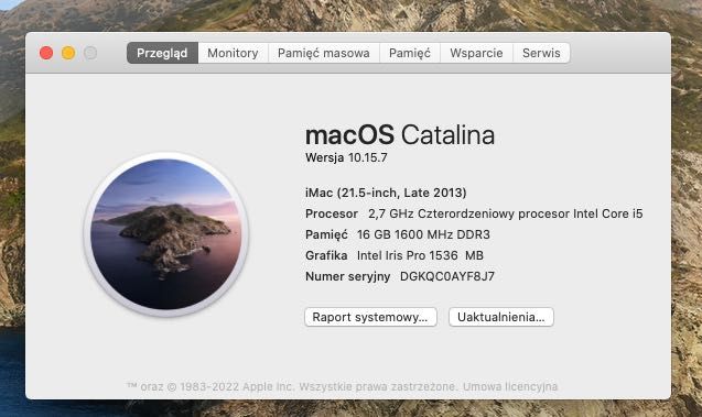 Jedyny taki iMac 21, 16 GB ram, Dysk 500GB SSD (szybki dysk), late2013