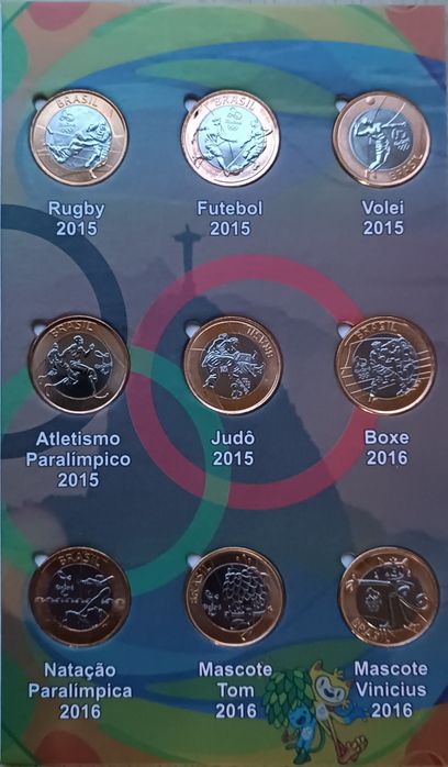 Brasil Rio 2016- Álbum completo com 17 moedas FDC jogos olímpicos.