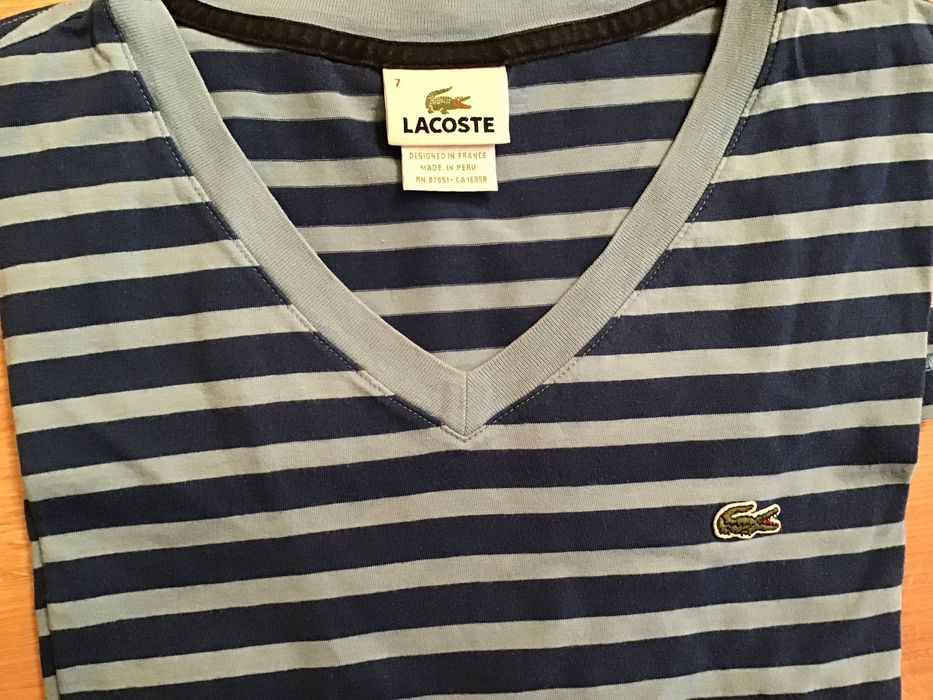 Lacoste zaprojektowany w Paryżu  t-shirt roz. XL, 100% bawełna  niebieskie paski