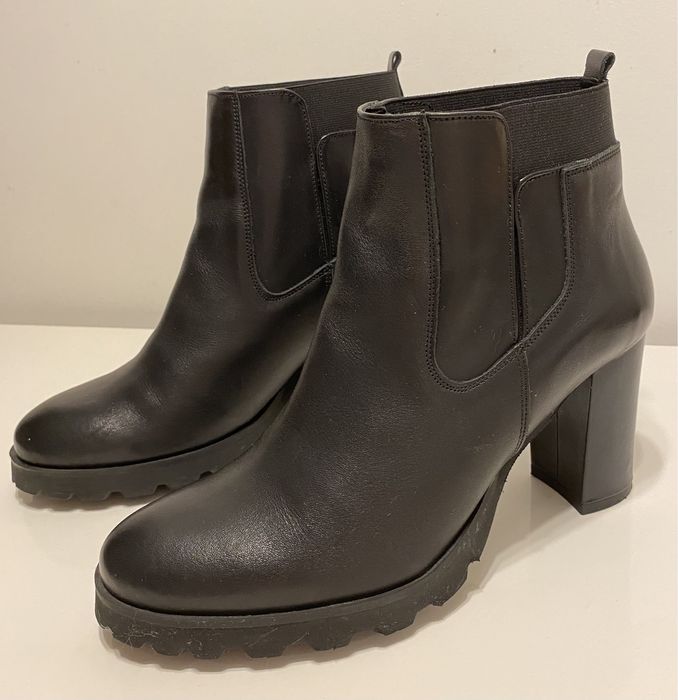 Botki skóra skórzany obcas ocieplane rozmiar 40 bardzo ladne