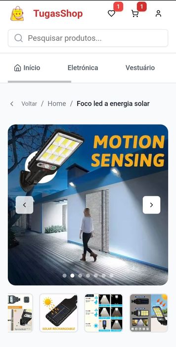 Foco led solar  com sensor de luz