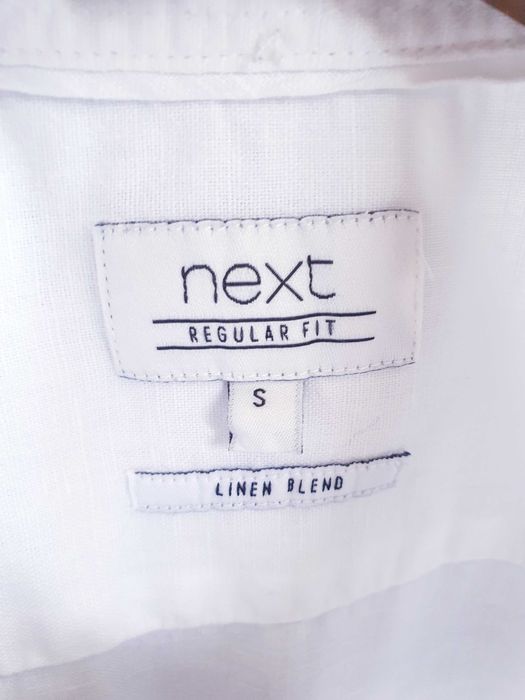 Lniana biała koszula Next S męska regular fit