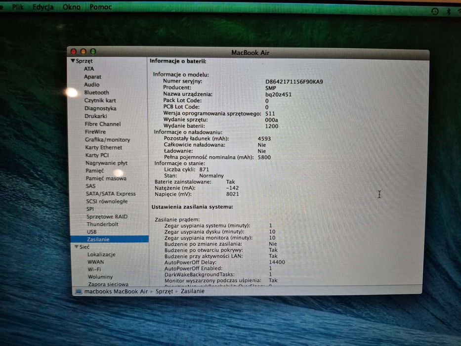 MacBook Air A1466 i5/4Gb/SSD/BateriaOK/macOS X