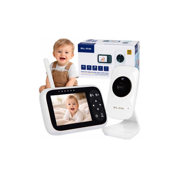 KAMERA Elektroniczna Niania LCD 3.2 HD Tryb Nocny Interkom Zoom Kołysanki Termometr Monitoring Dziecka 300m Bez WiFi