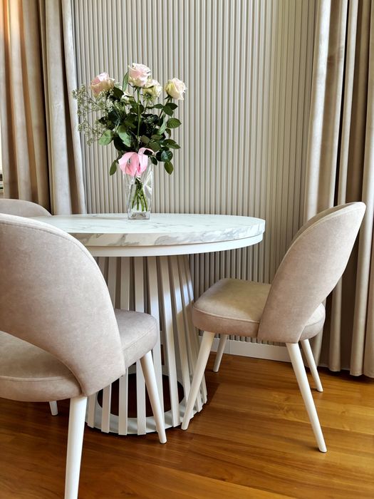 Stół okrągły rozkladany koło lamele metal loft pająk podstawa