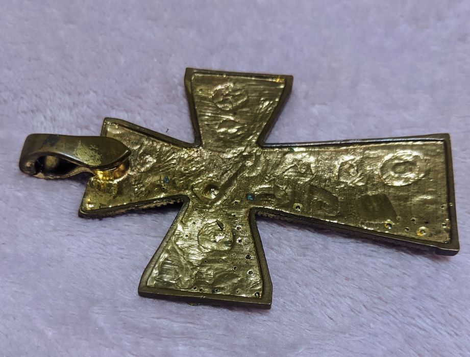 Cruz grande de bronze vintage pedras e enamel estilo Rap Hip Hop