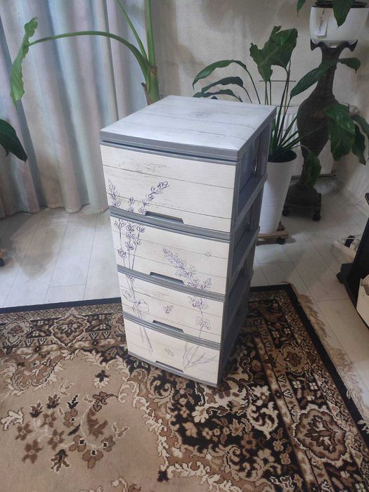 Комод із пластику Алеана на 4 шухляди."Лаванда" Сірий