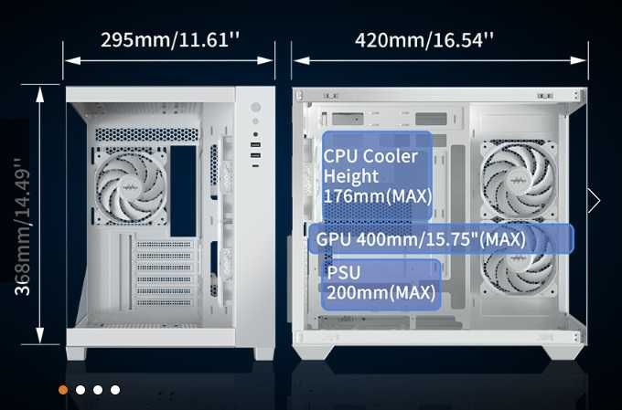 Obudowa komputerowa MUSETEX ATX Mid Tower ARGB 270° szkło