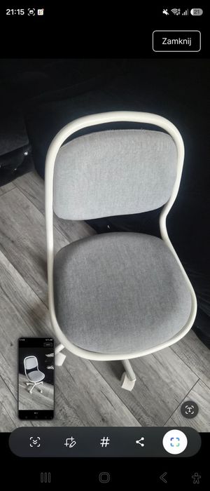 Krzesełko Ikea Orfjall szare do biurka