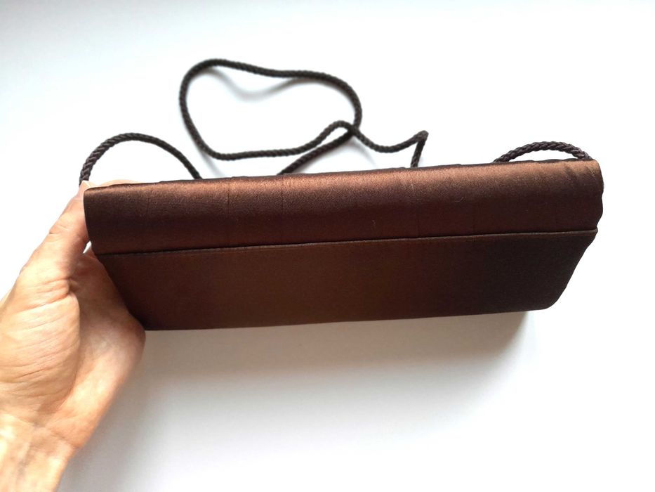 Mala clutch castanha de casamento, bolsa pochette de festa