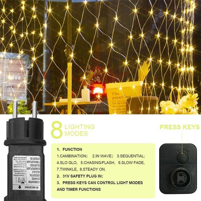 Liyade Kurtyna świetlna LED 200 girlanda świetlna 3 x 2m lampki